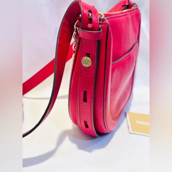 Michael Kors Crossbody Purse Red Gold Chain Strap & Long Adjustable Strap MINT - Picture 5 of 12